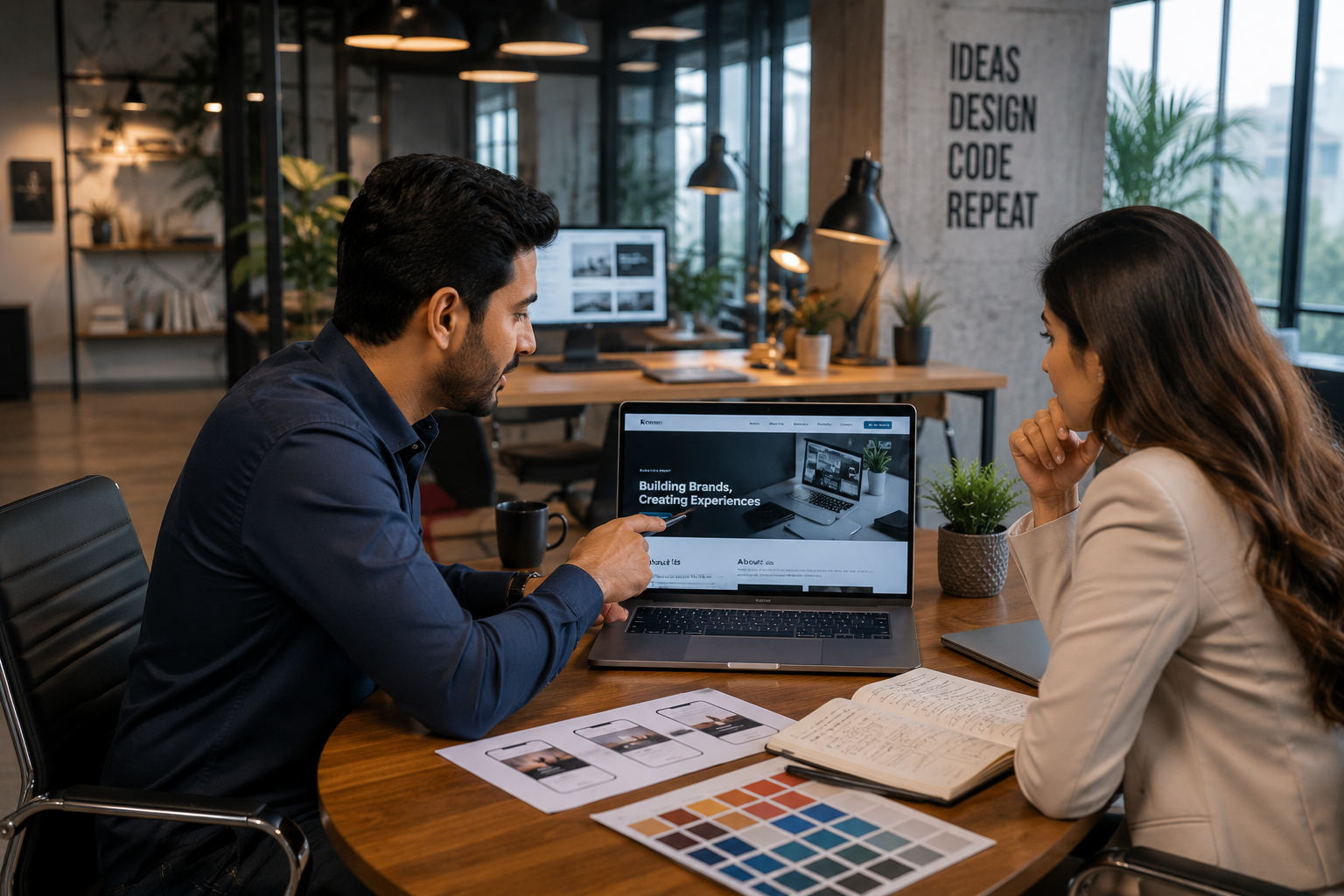 Professional web designer working on a modern business website